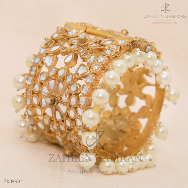 Floral Kundan Hand Cuf