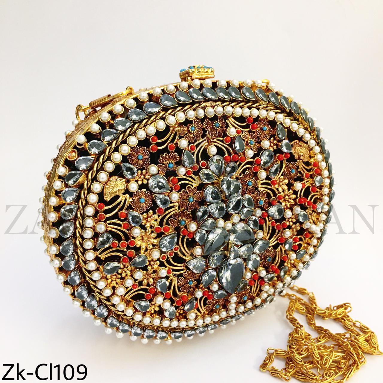 Signature beaded clutch