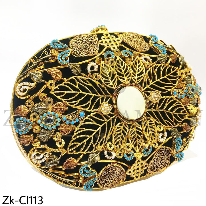 Handcrafted oval clutch