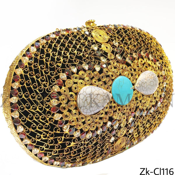 Signature gold oval clutch