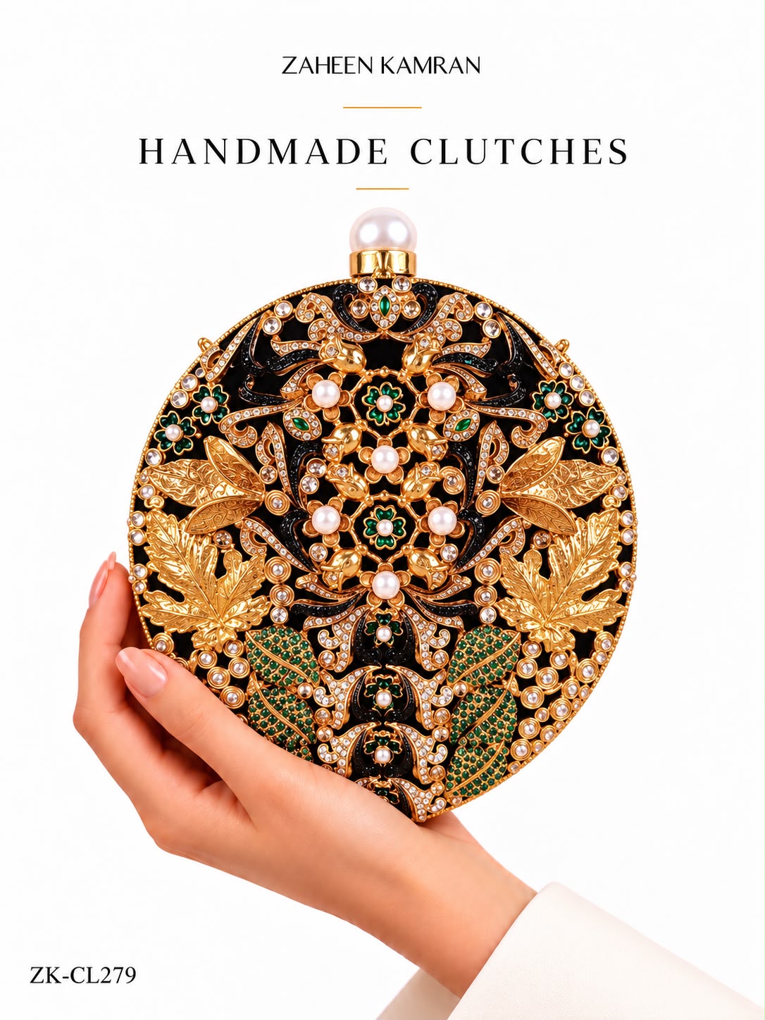 EMERALD LEAF PATTERN CLUTCH