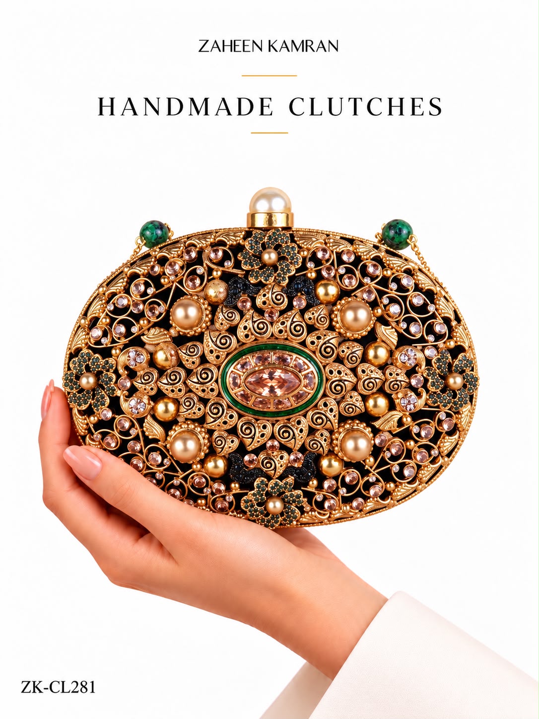 EMERALD CHAMPAGNE CLUTCH