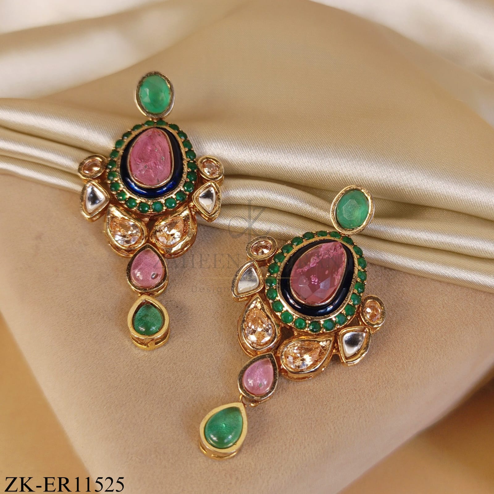 ANTIQUE EMERALD LONG DROP EARRINGS