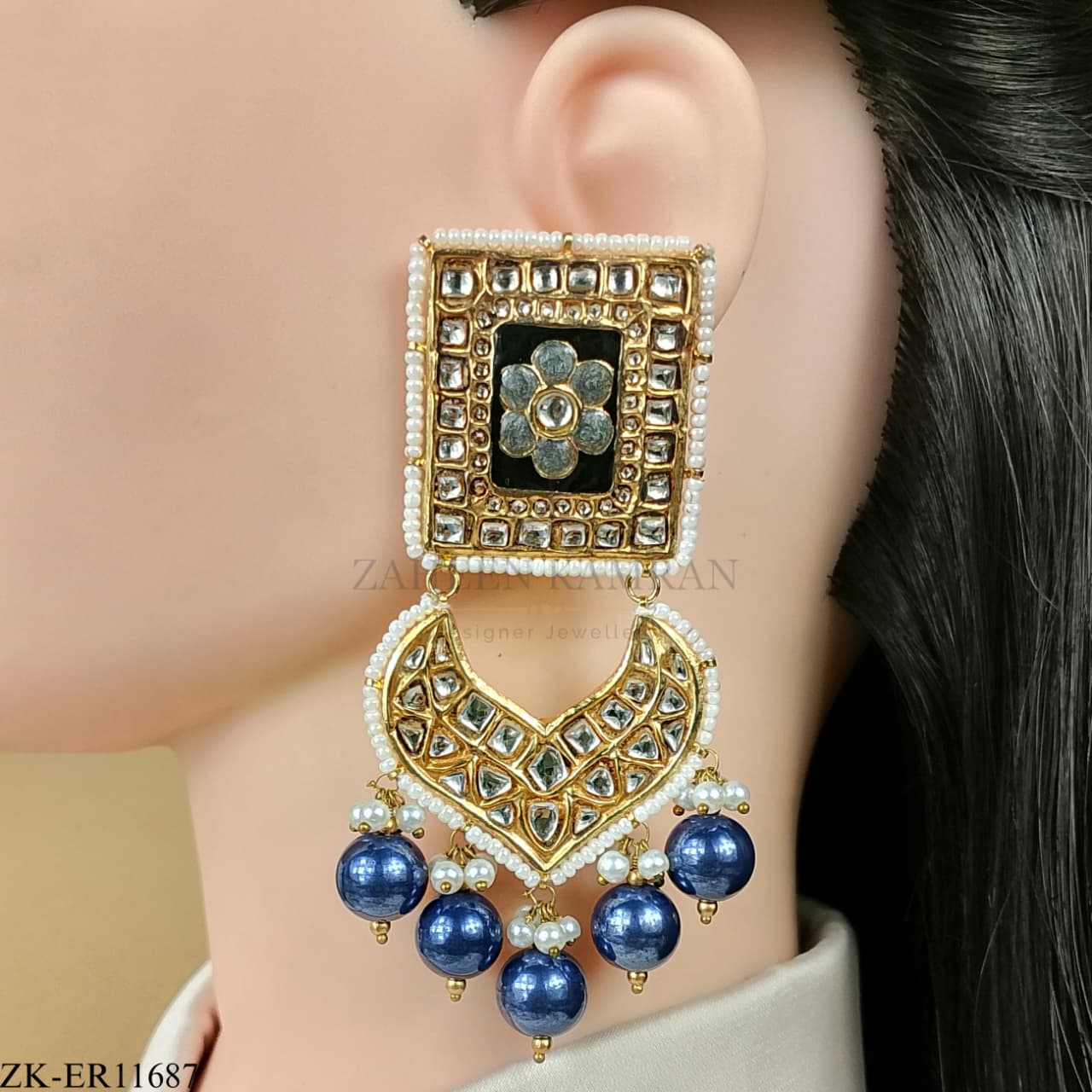 KUNDAN SQUARE EARRINGS