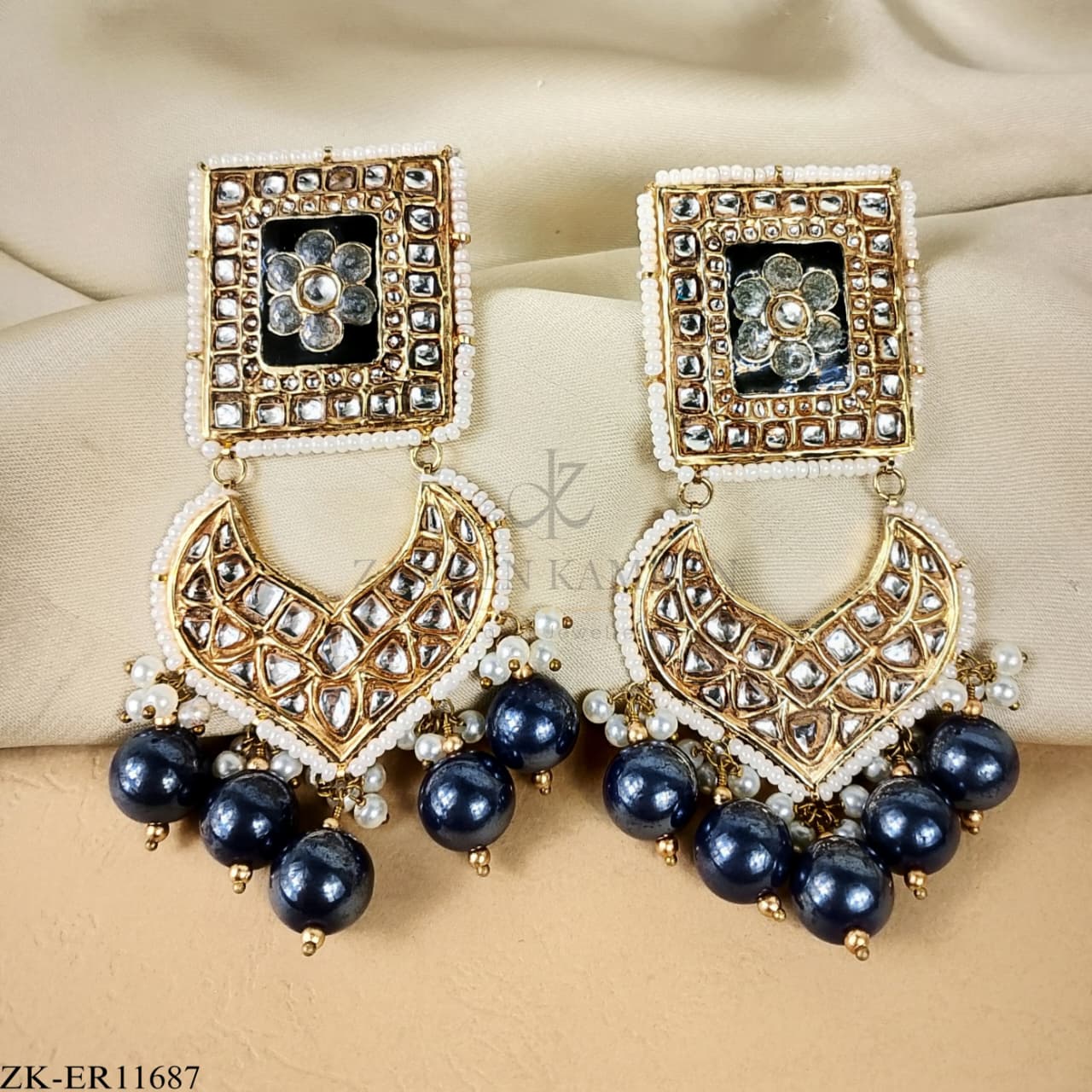 KUNDAN SQUARE EARRINGS