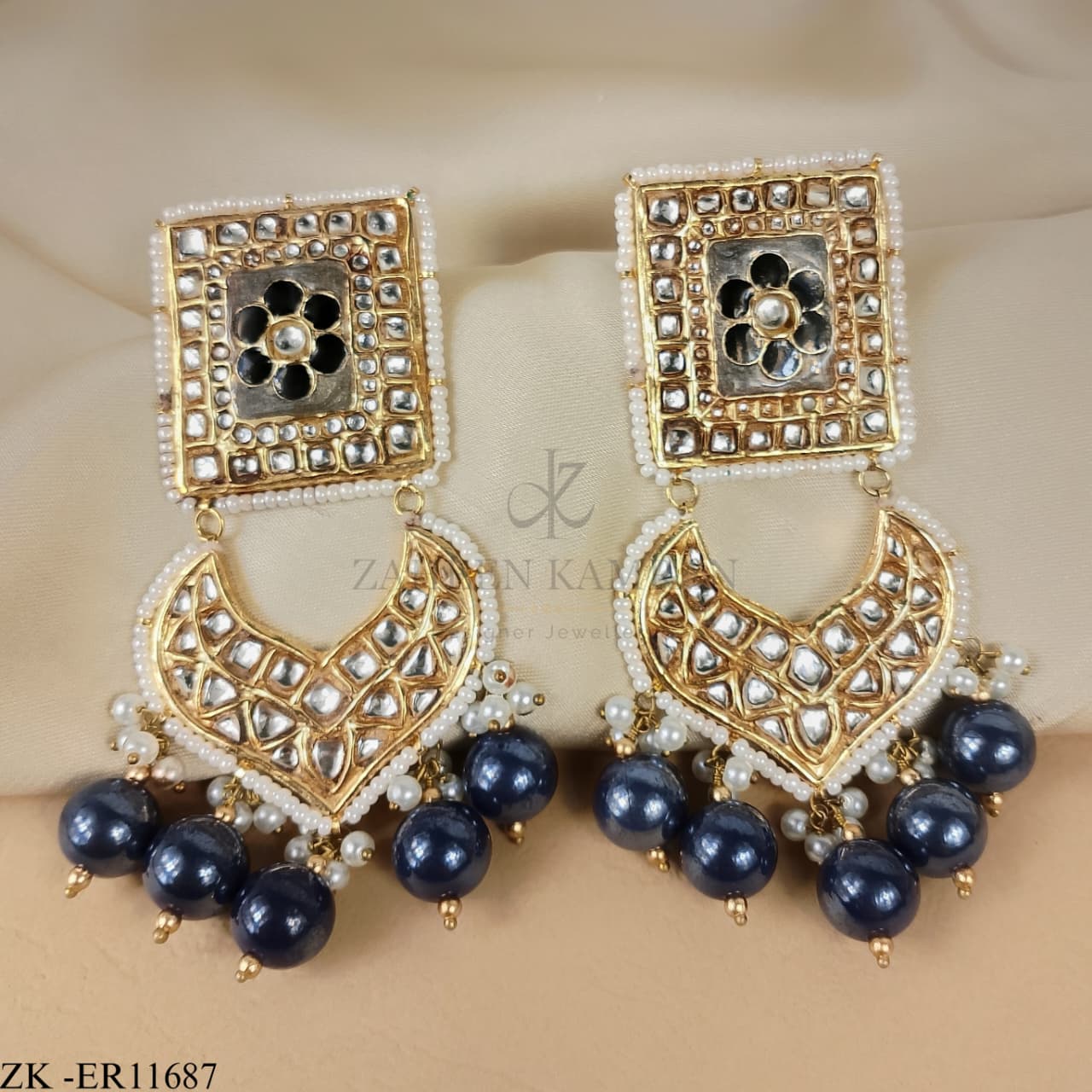 KUNDAN SQUARE EARRINGS