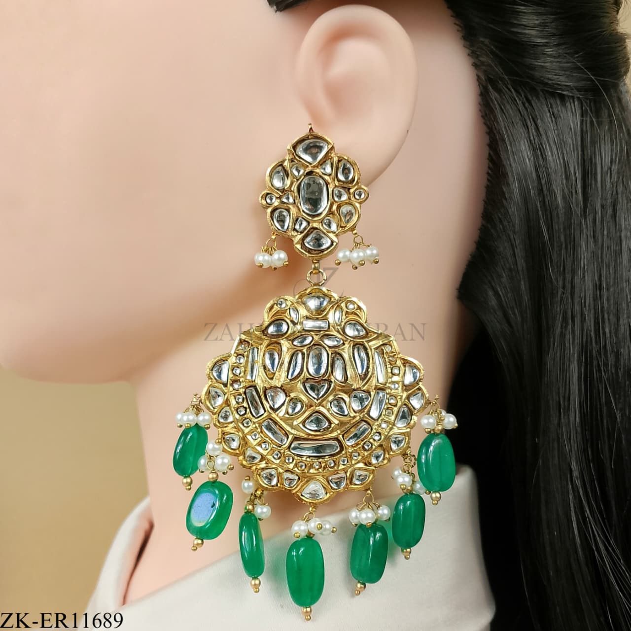 KUNDAN EMERALD EARRINGS