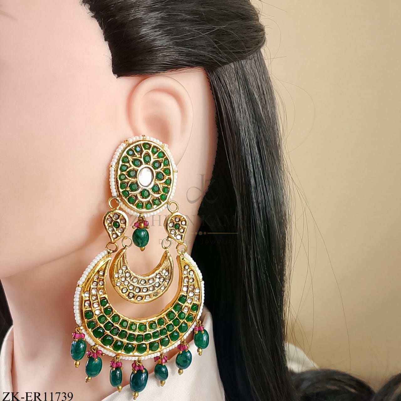 KUNDAN EMERALD EARRINGS