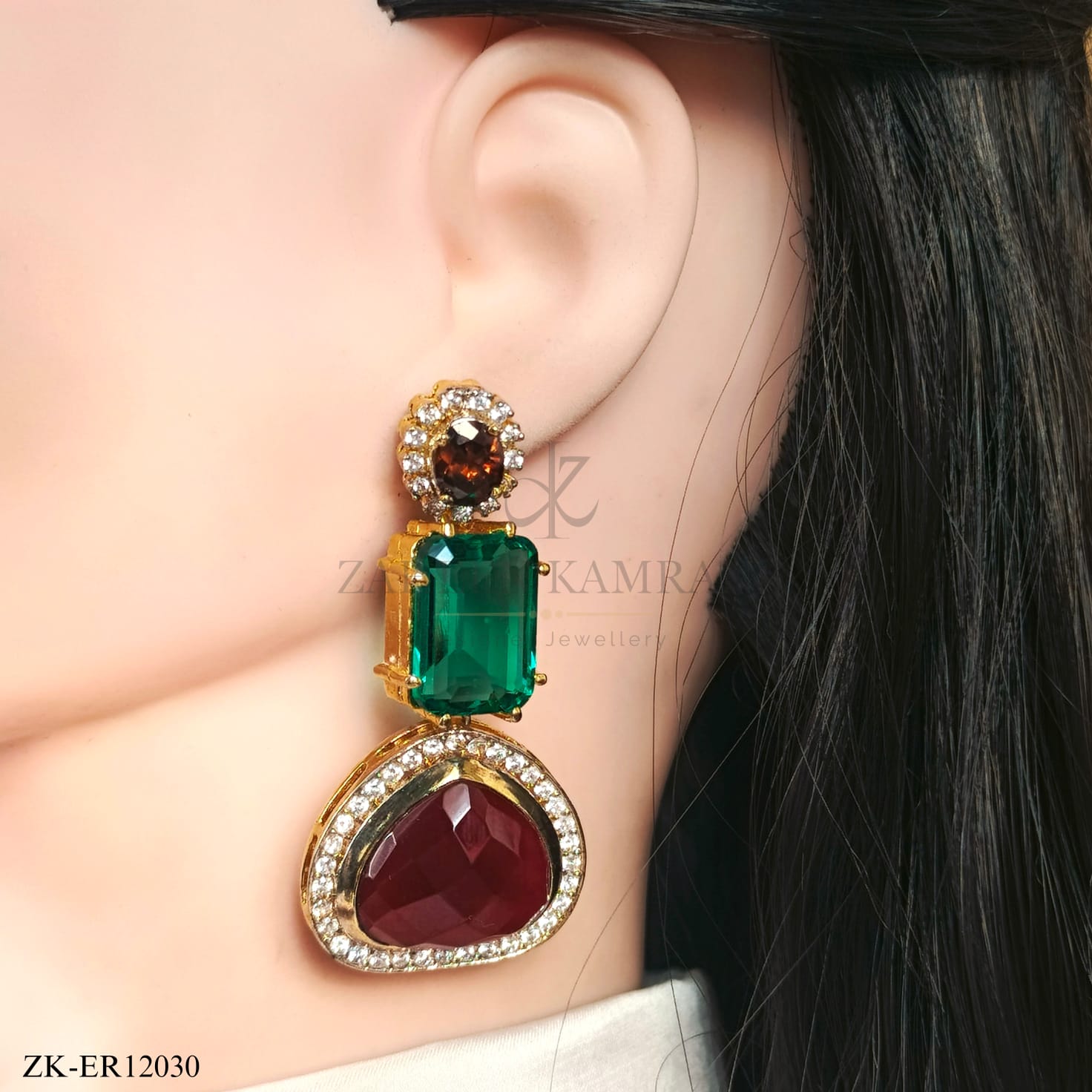 EMERALD GARNET EARRINGS