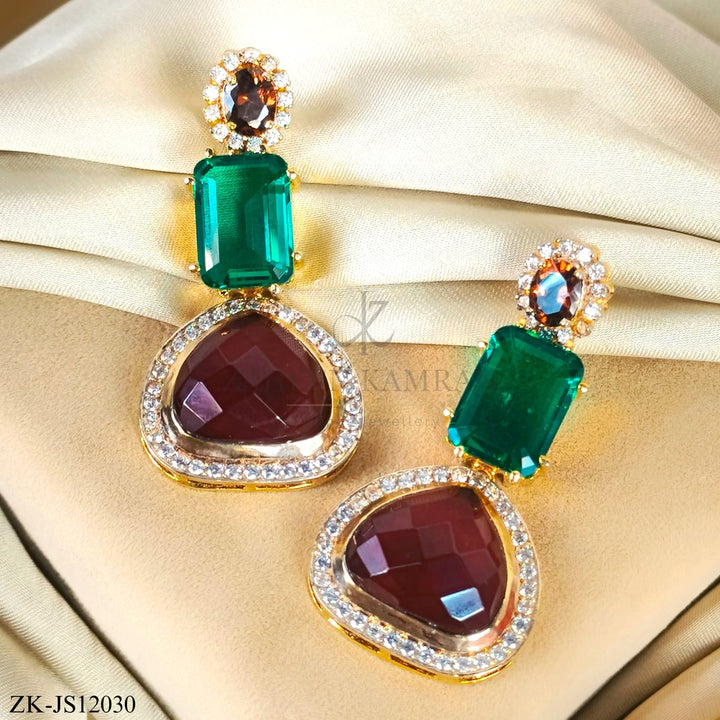 EMERALD GARNET EARRINGS