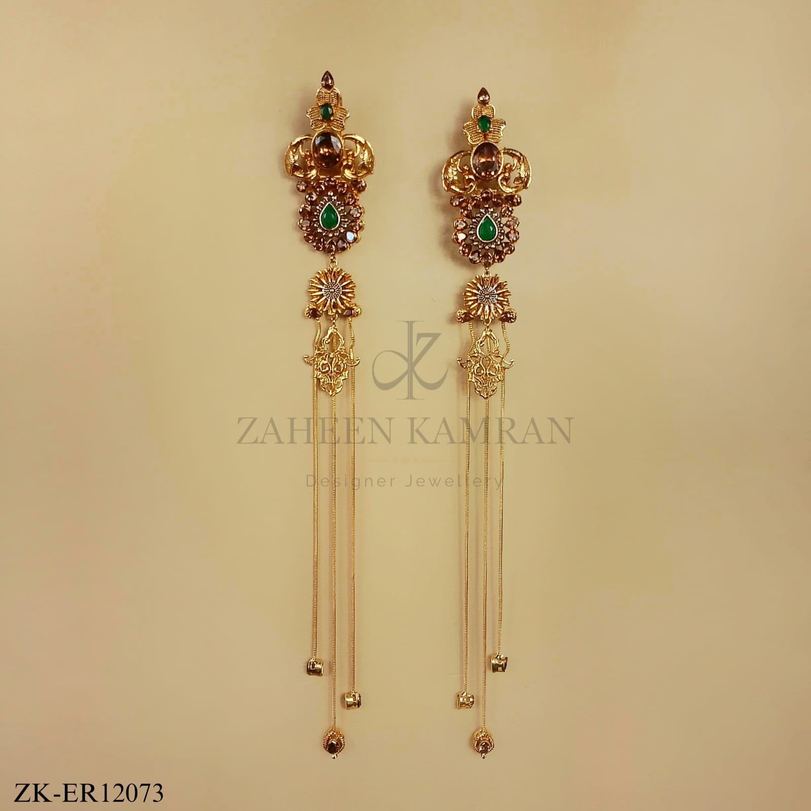 EMERALD CHAIN EARRINGS