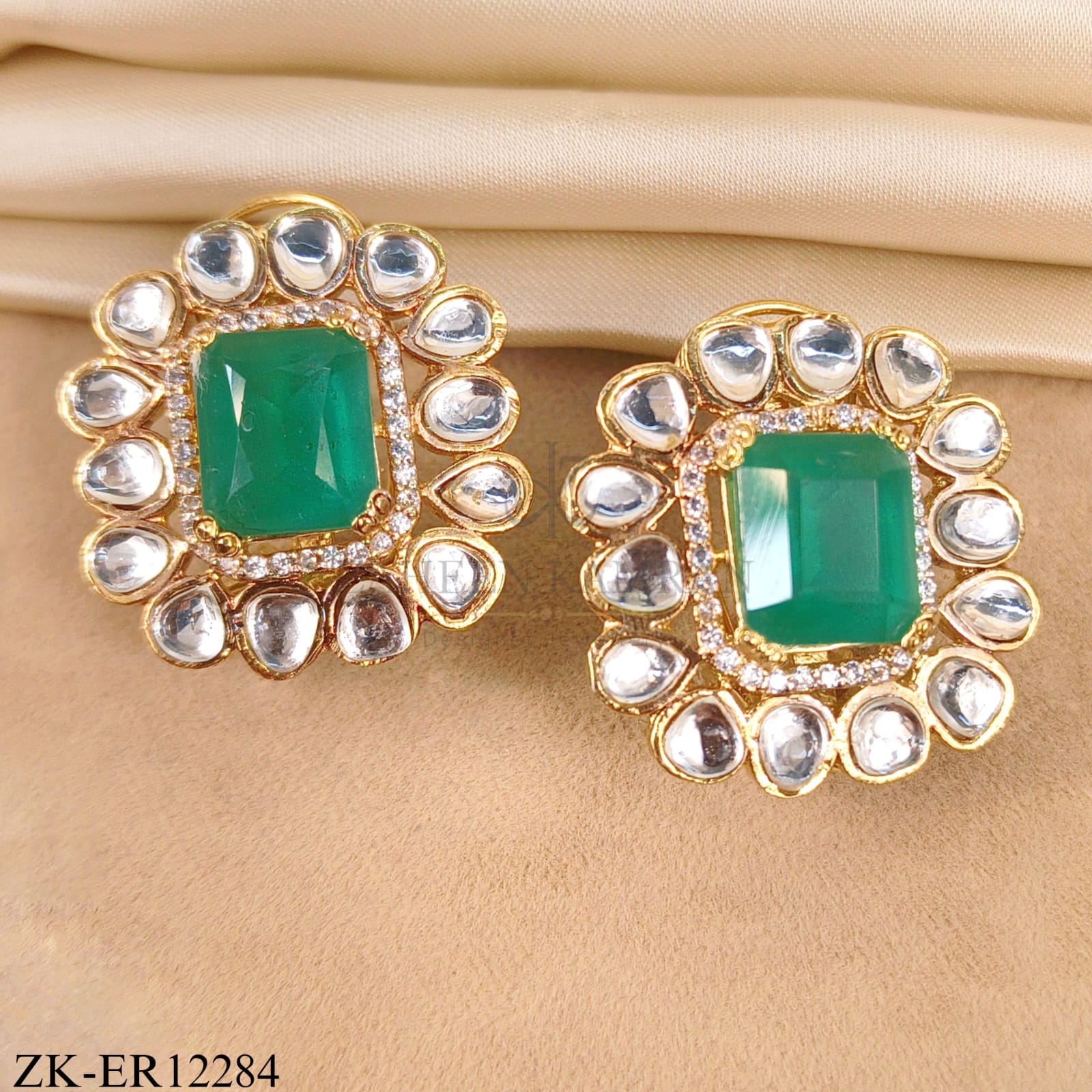 EMERALD KUNDAN EARRINGS