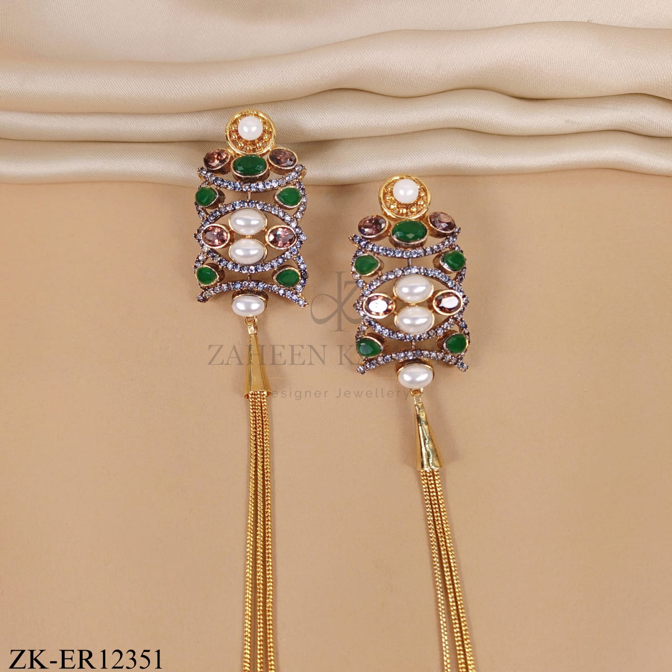 EMERALD CHAIN EARRINGS