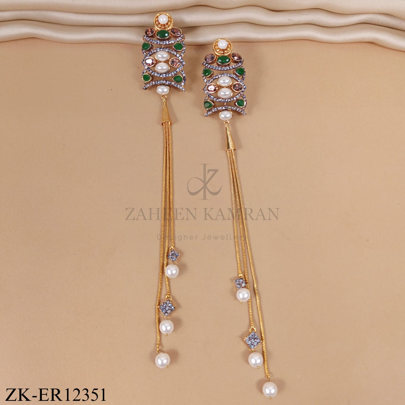 EMERALD CHAIN EARRINGS