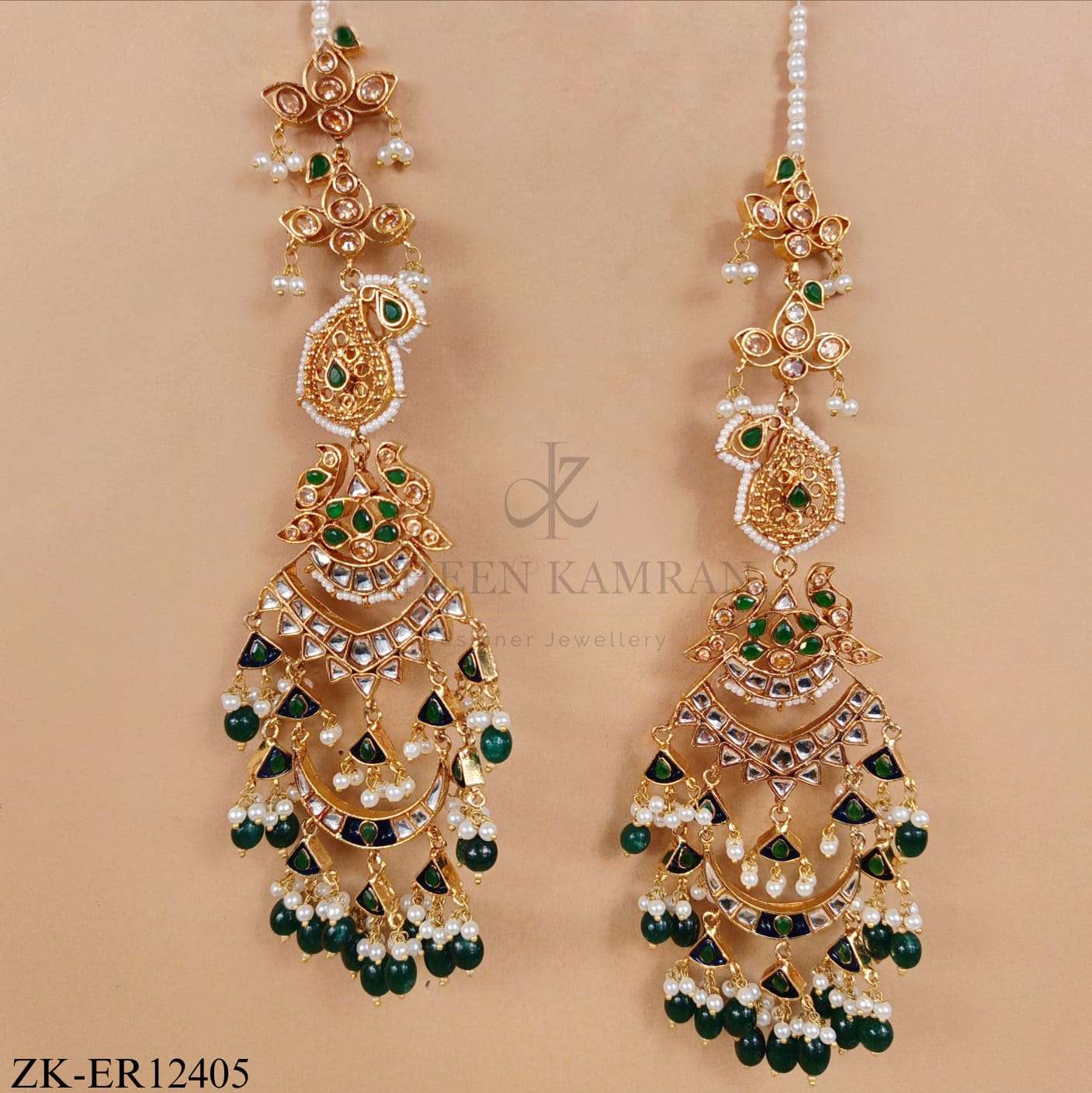 EMERALD KUNDAN EARRINGS