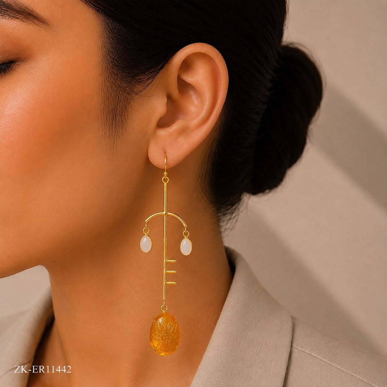 925 YELLOW JADE EARRINGS