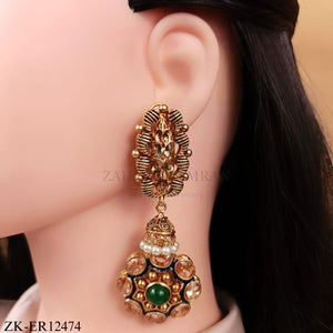 ANTIQUE EMERALD BLOOM EARRINGS