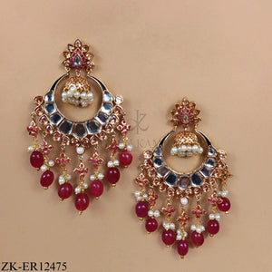 RUBY KUNDAN CHANDBALI EARRINGS