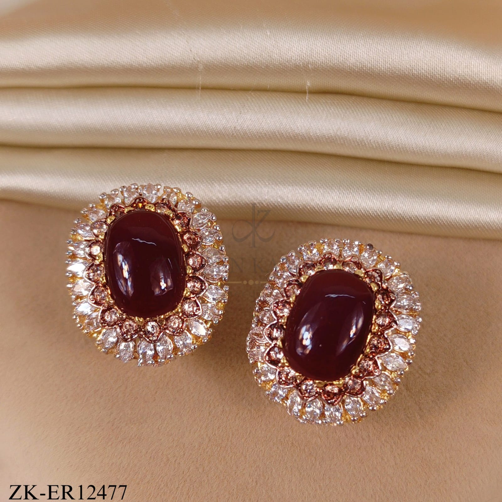 GOLDEN RUBY ZIRCONIA EARRINGS