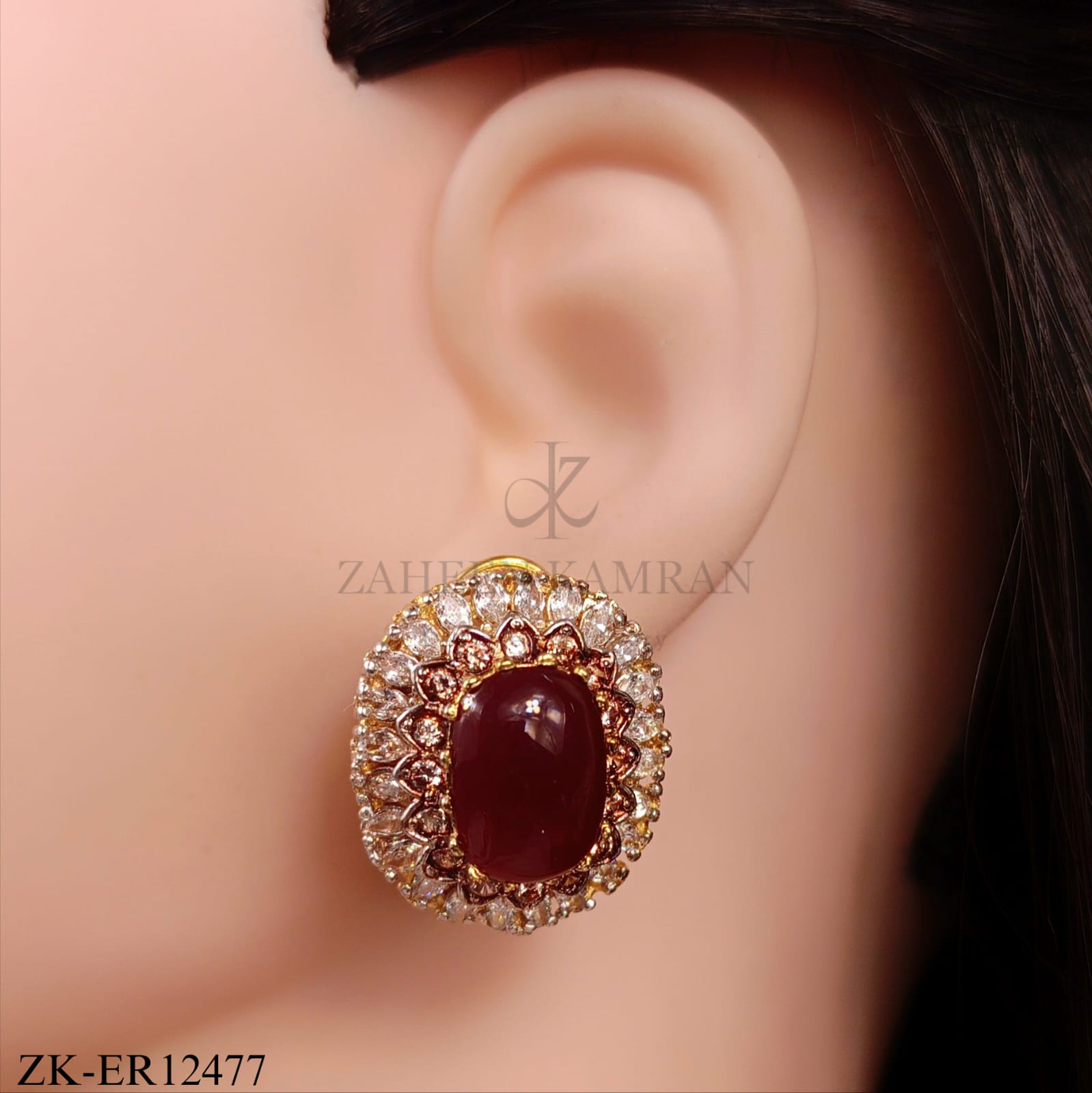 GOLDEN RUBY ZIRCONIA EARRINGS
