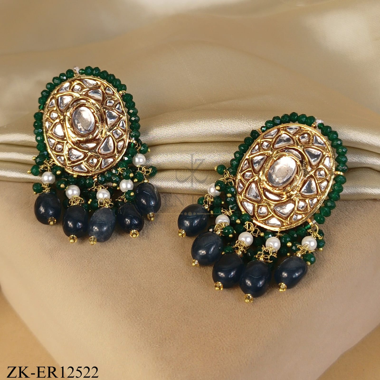 OVATE KUNDAN SAPPHIRE DROP EARRINGS