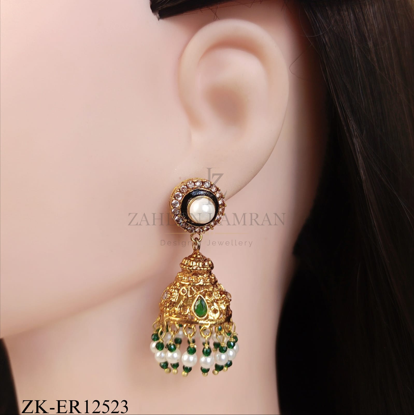 GOLD ENAMEL DROP FRINGE EARRINGS