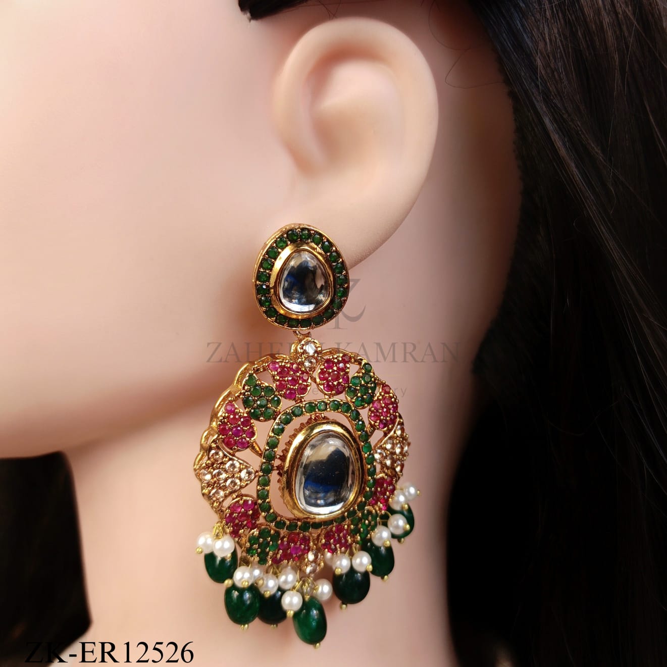MULTI KUNDAN FLORA EARRINGS