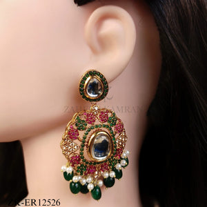 MULTI KUNDAN FLORA EARRINGS