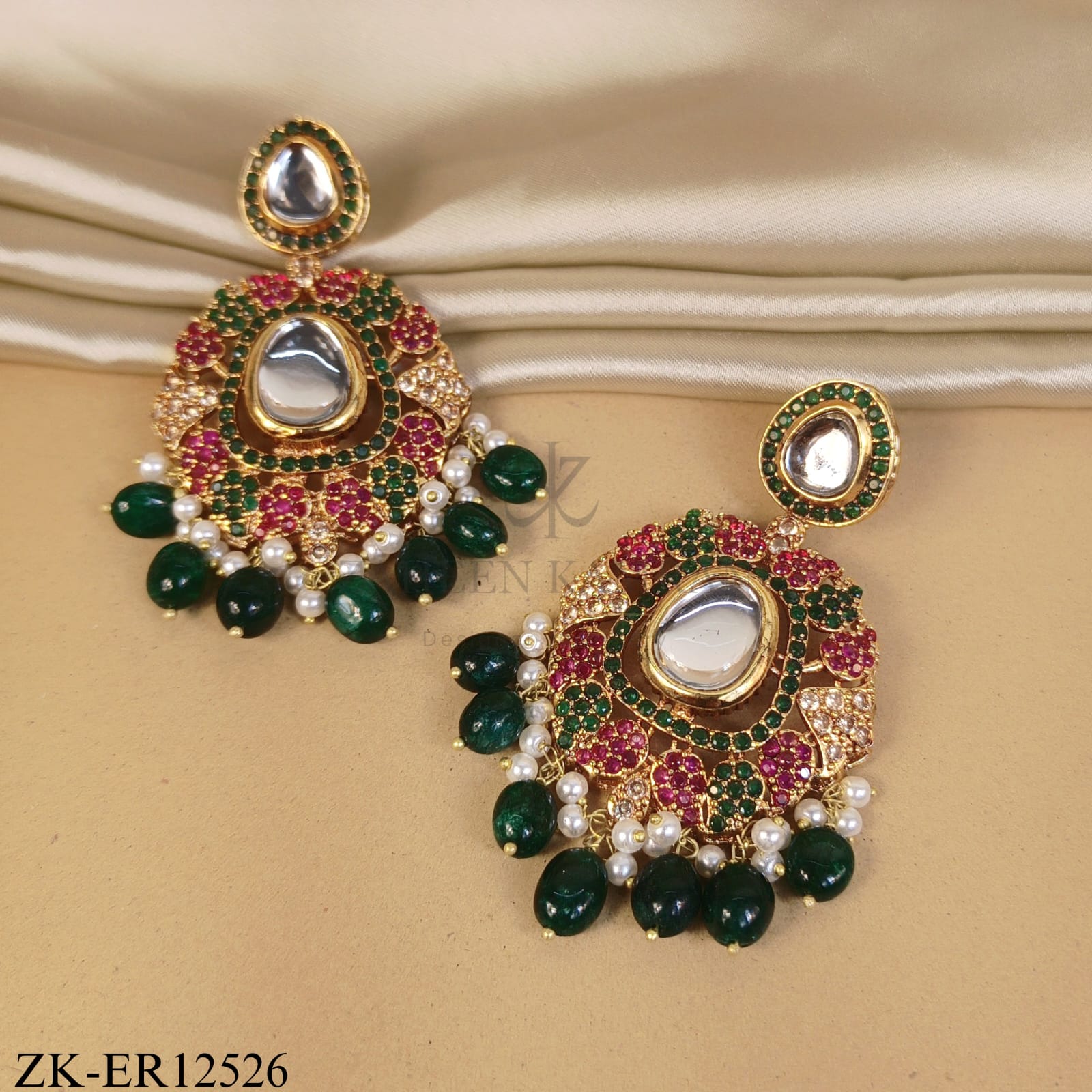 MULTI KUNDAN FLORA EARRINGS