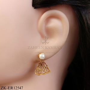 PEARL TOP WITH WING CUT EARRINGS