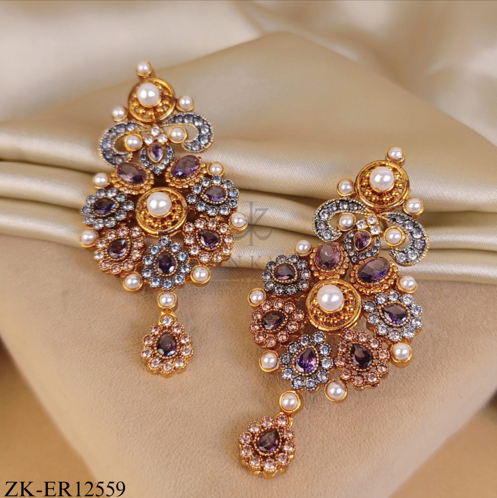 AMETHYST FLORAL CLUSTER EARRINGS