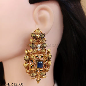ANTIQUE SAPPHIRE LEAFLET EARRINGS