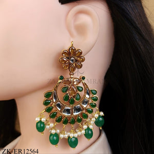 FLORAL TOP EMERALD DROP EARRINGS