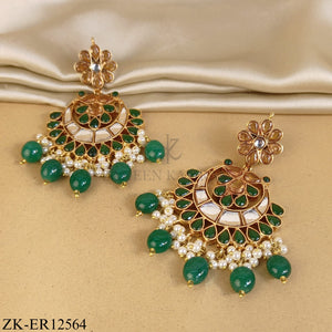 FLORAL TOP EMERALD DROP EARRINGS