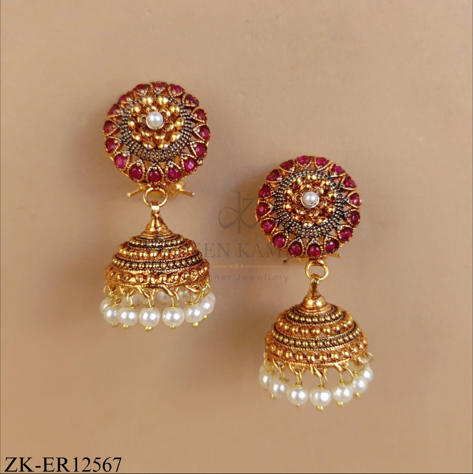 FLORAL RUBY STUD EARRINGS