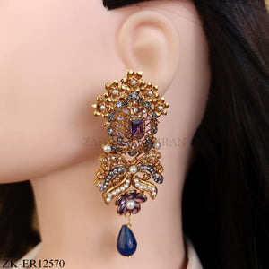 AMETHYST FLORAL MOTIF EARRINGS