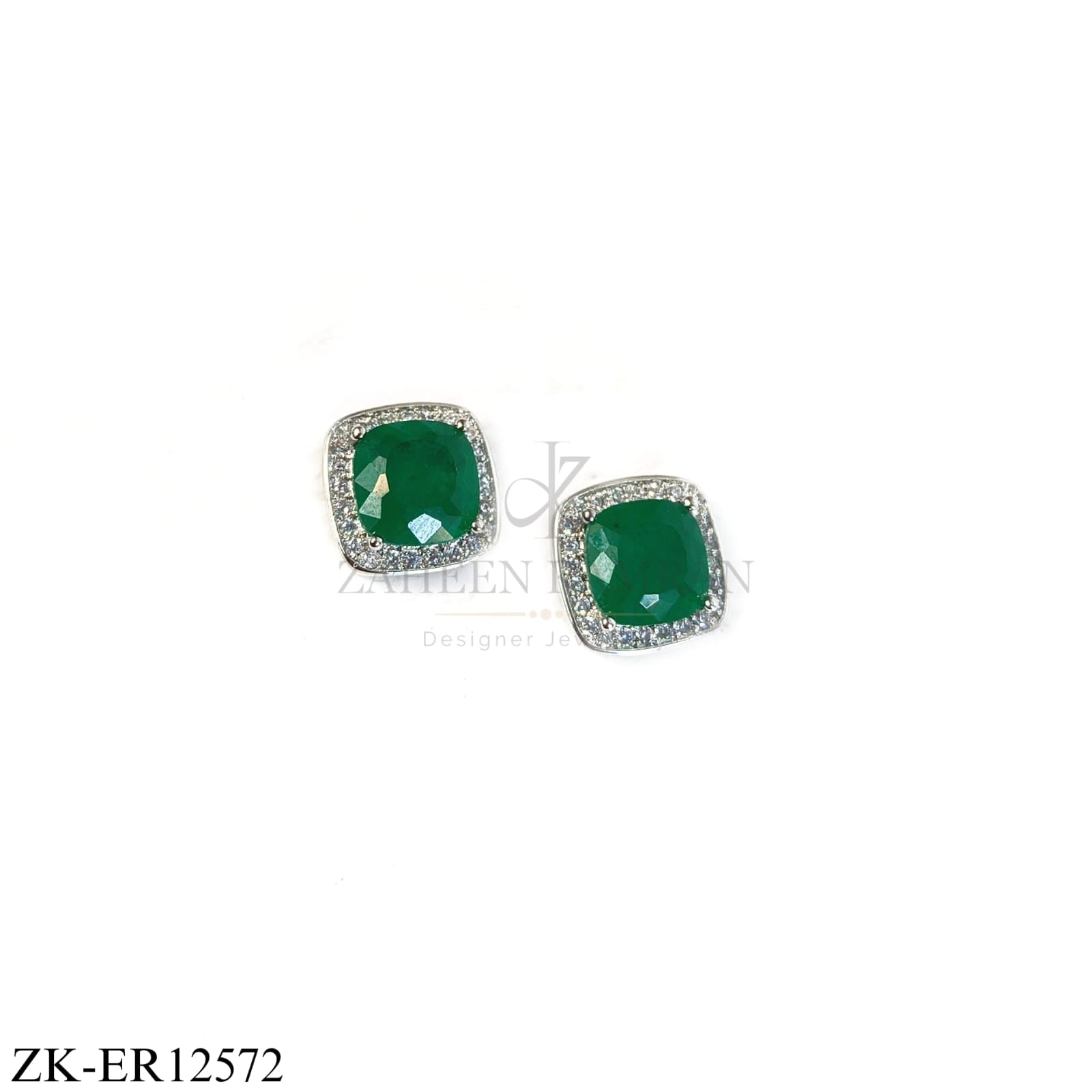 EMERALD SQUARE STUD EARRINGS