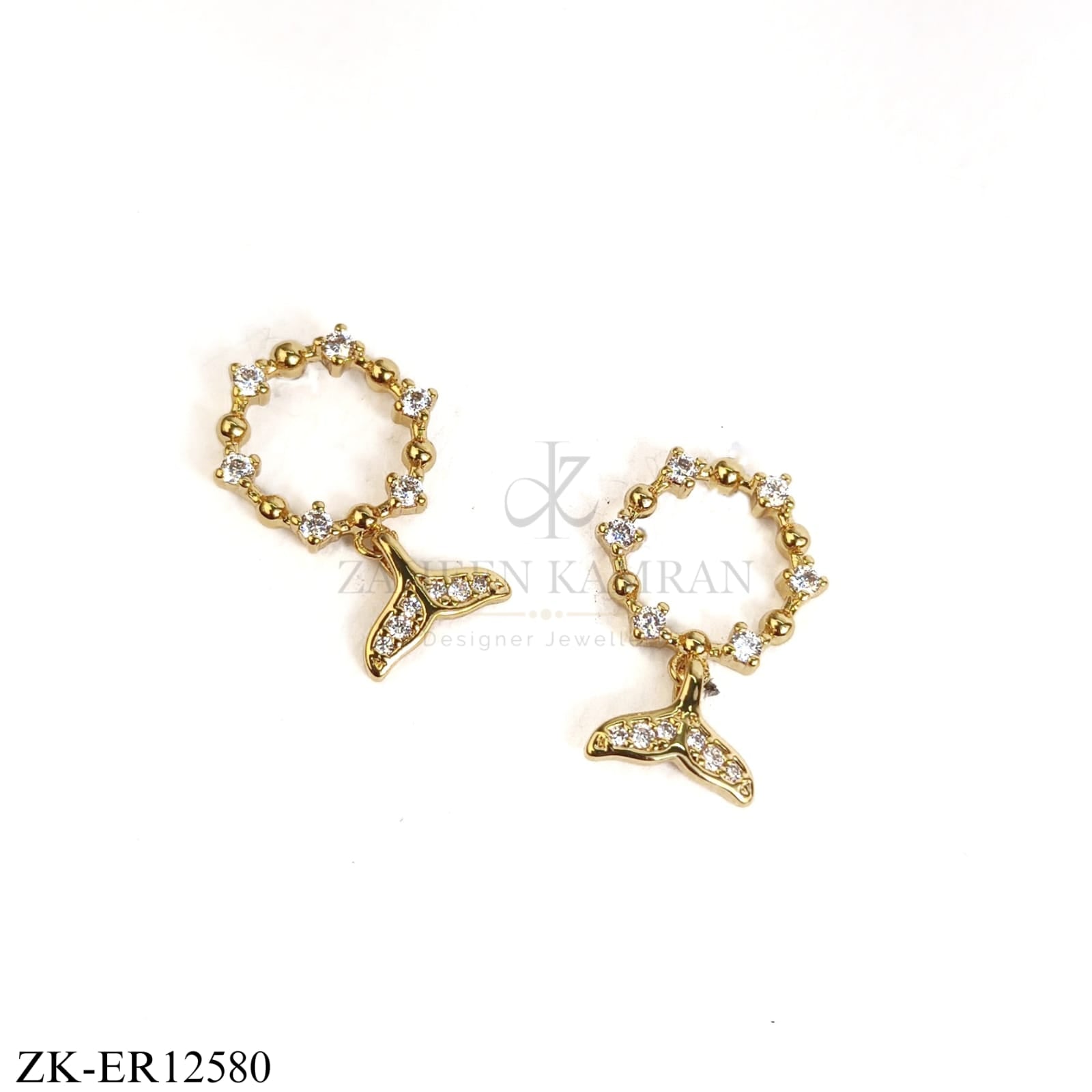 FISH TALE ZIRCONIA EARRINGS