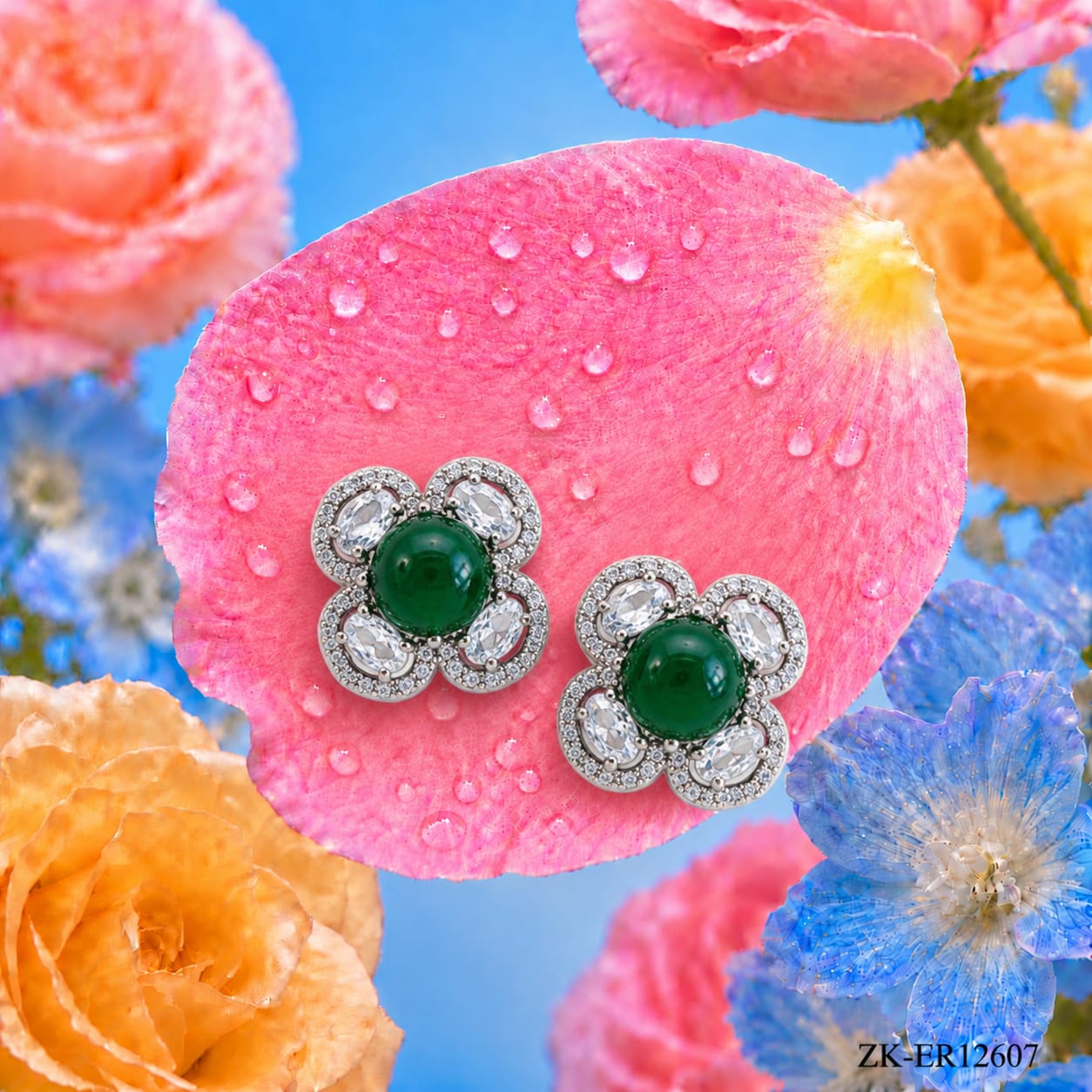 EMERALD FLORAL EARRINGS