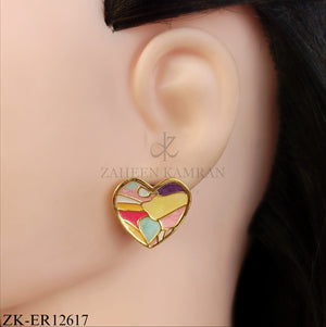 MULTICOLOUR ENAMEL HEART EARRINGS