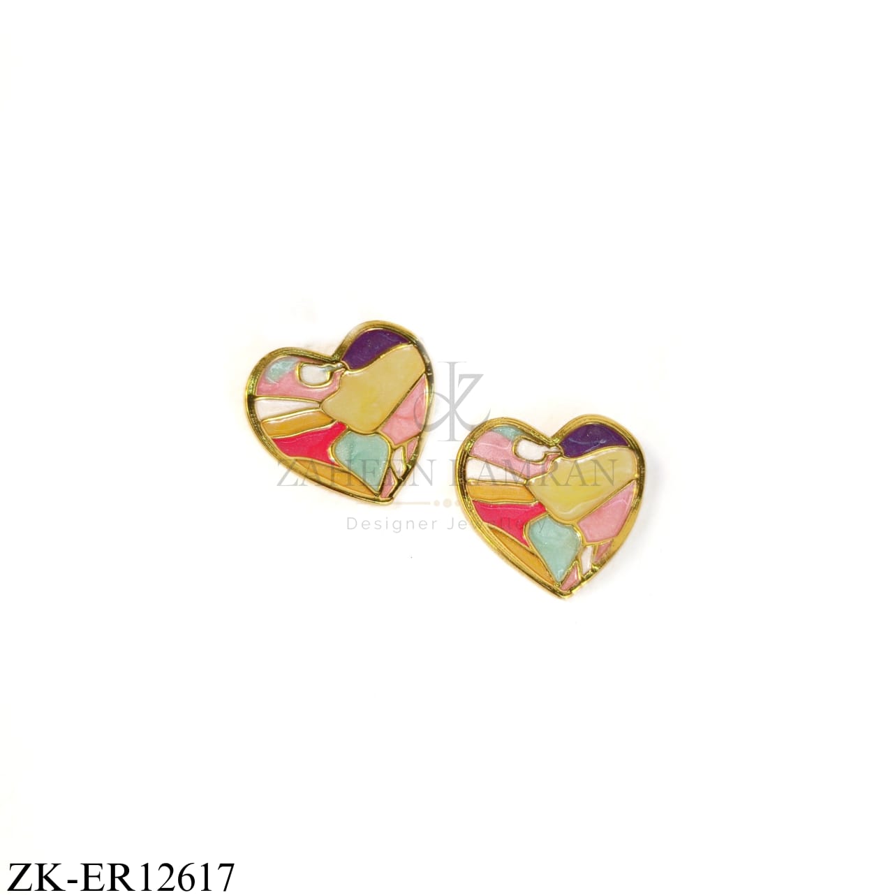 MULTICOLOUR ENAMEL HEART EARRINGS