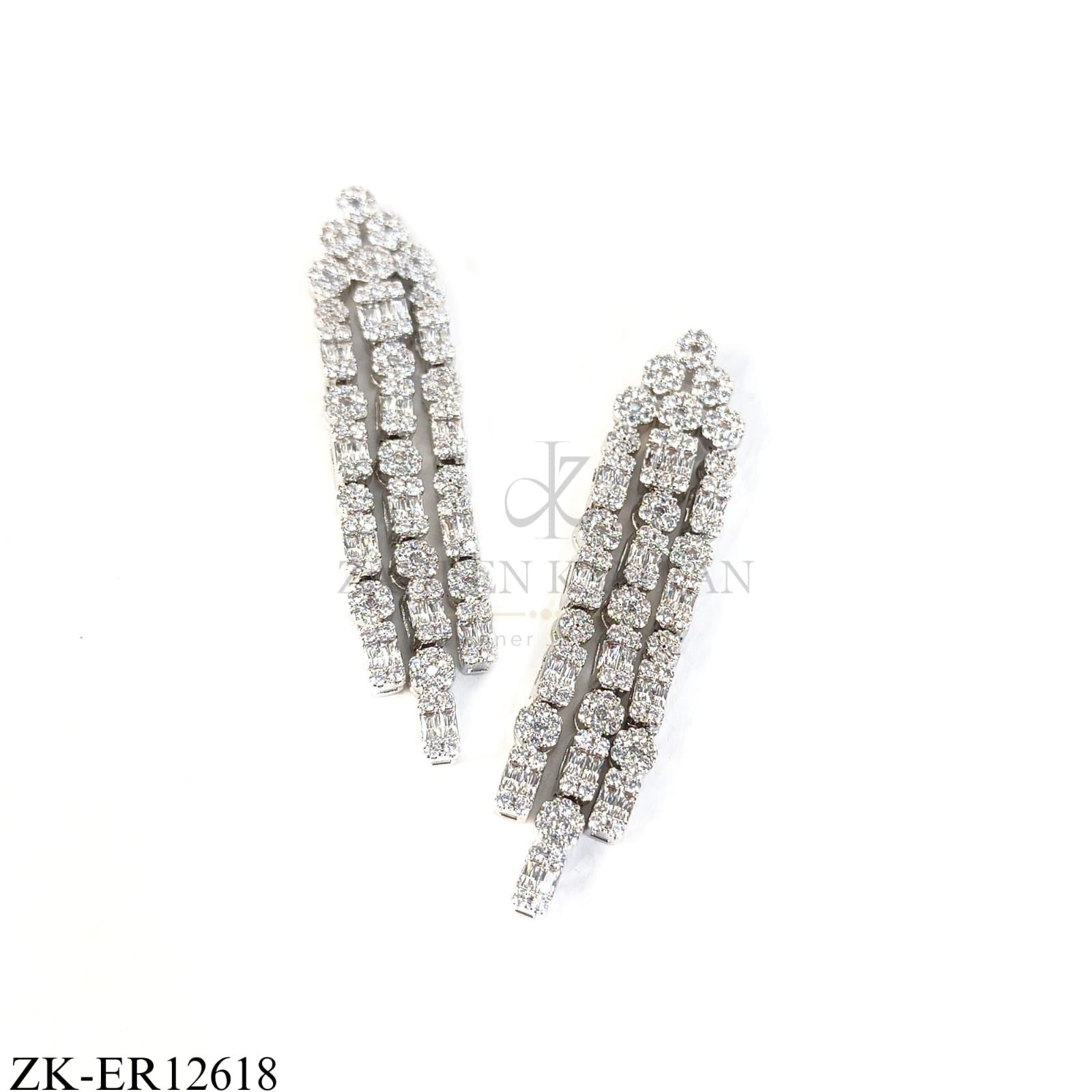 TRIO LONG SILVER ZIRCONIAN EARRINGS