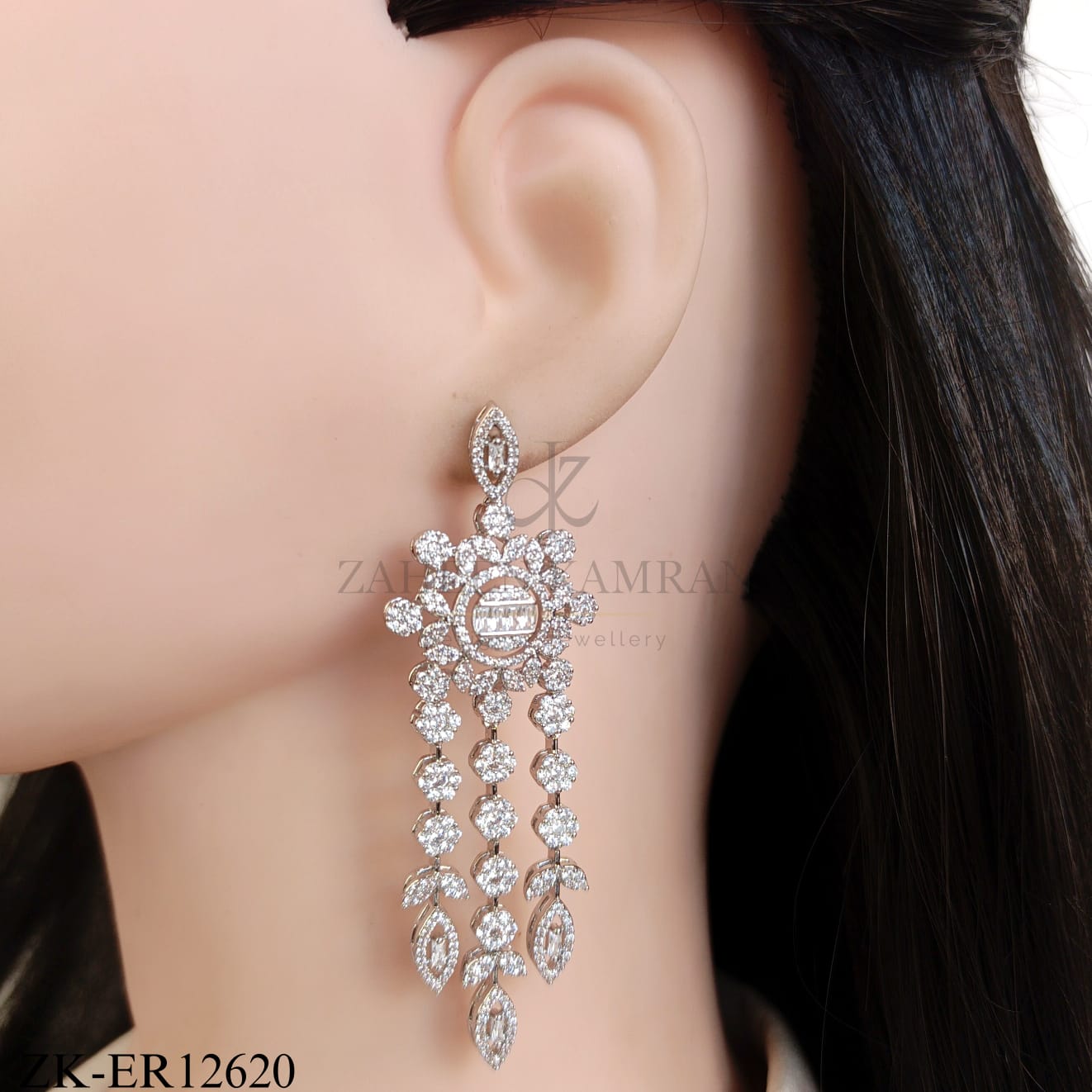 LUXURY SILVER BLOOM HALO EARRINGS