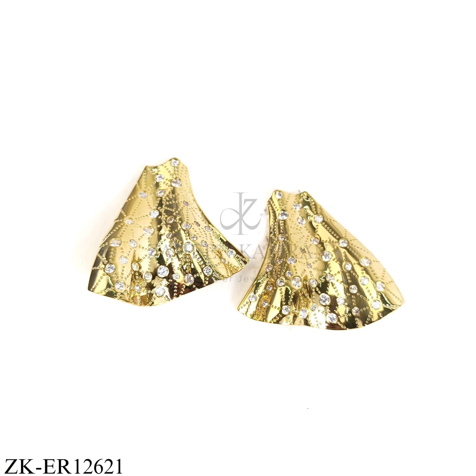 FAN SHAPE ZIRCONIAN EARRINGS