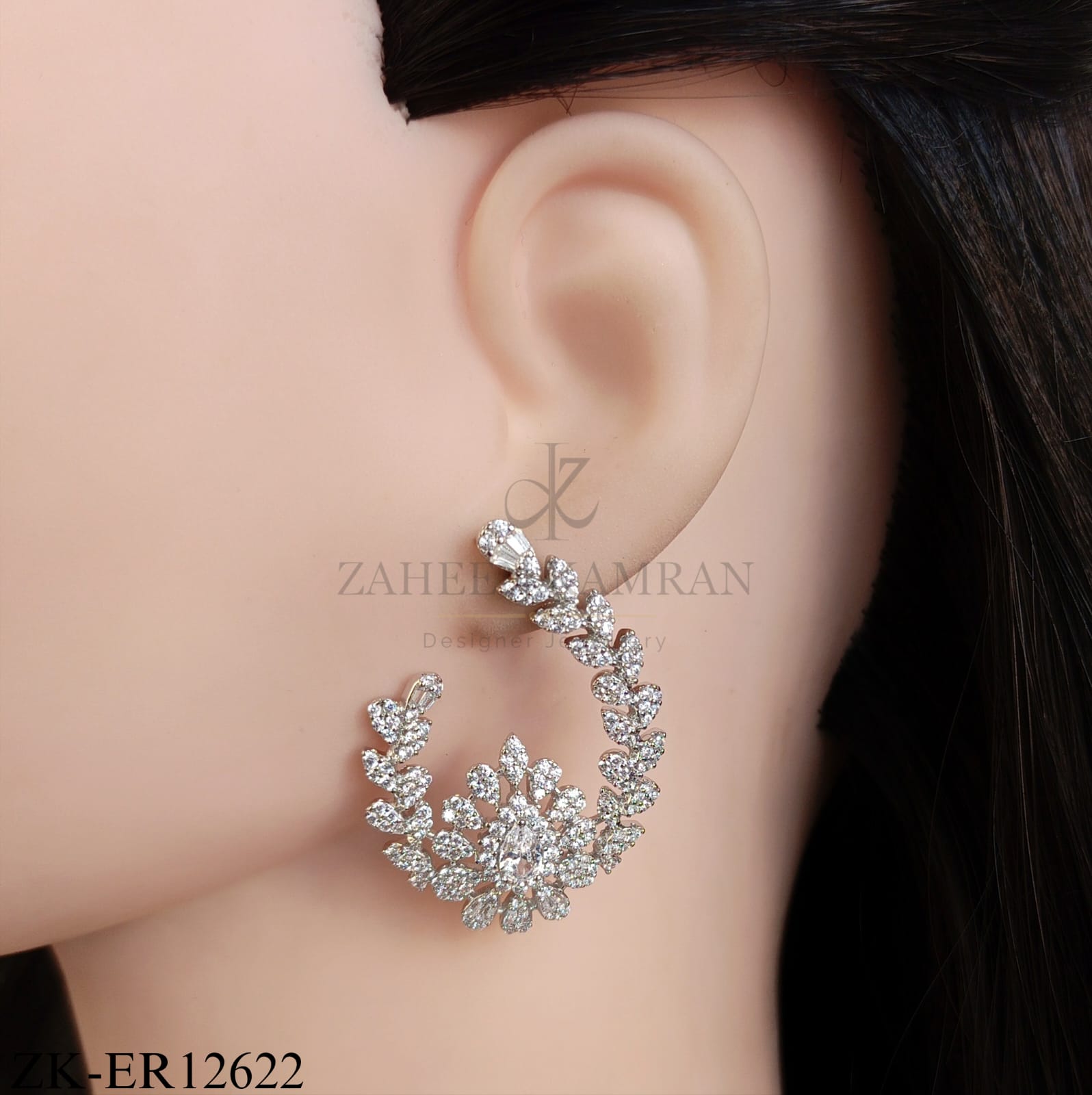 LUXURY SILVER LEAF ARC EARRINGS