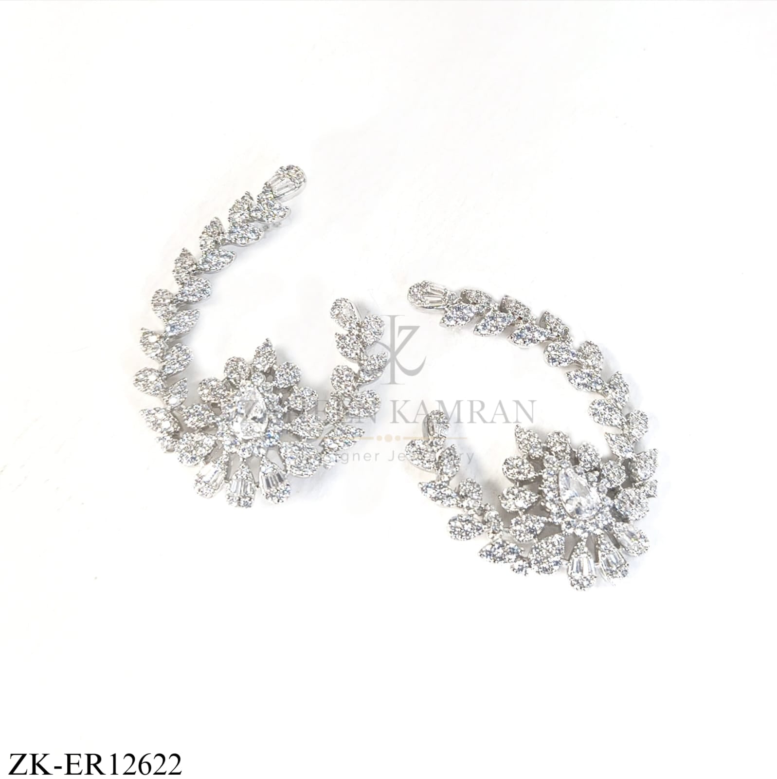 LUXURY SILVER LEAF ARC EARRINGS