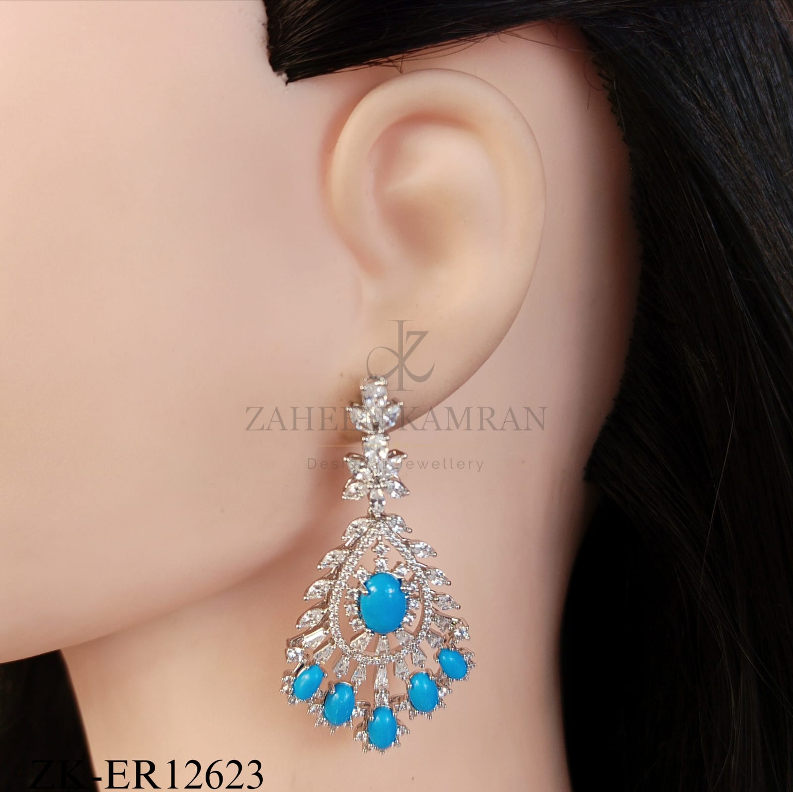 TURQUOISE SILVER CHARM EARRINGS