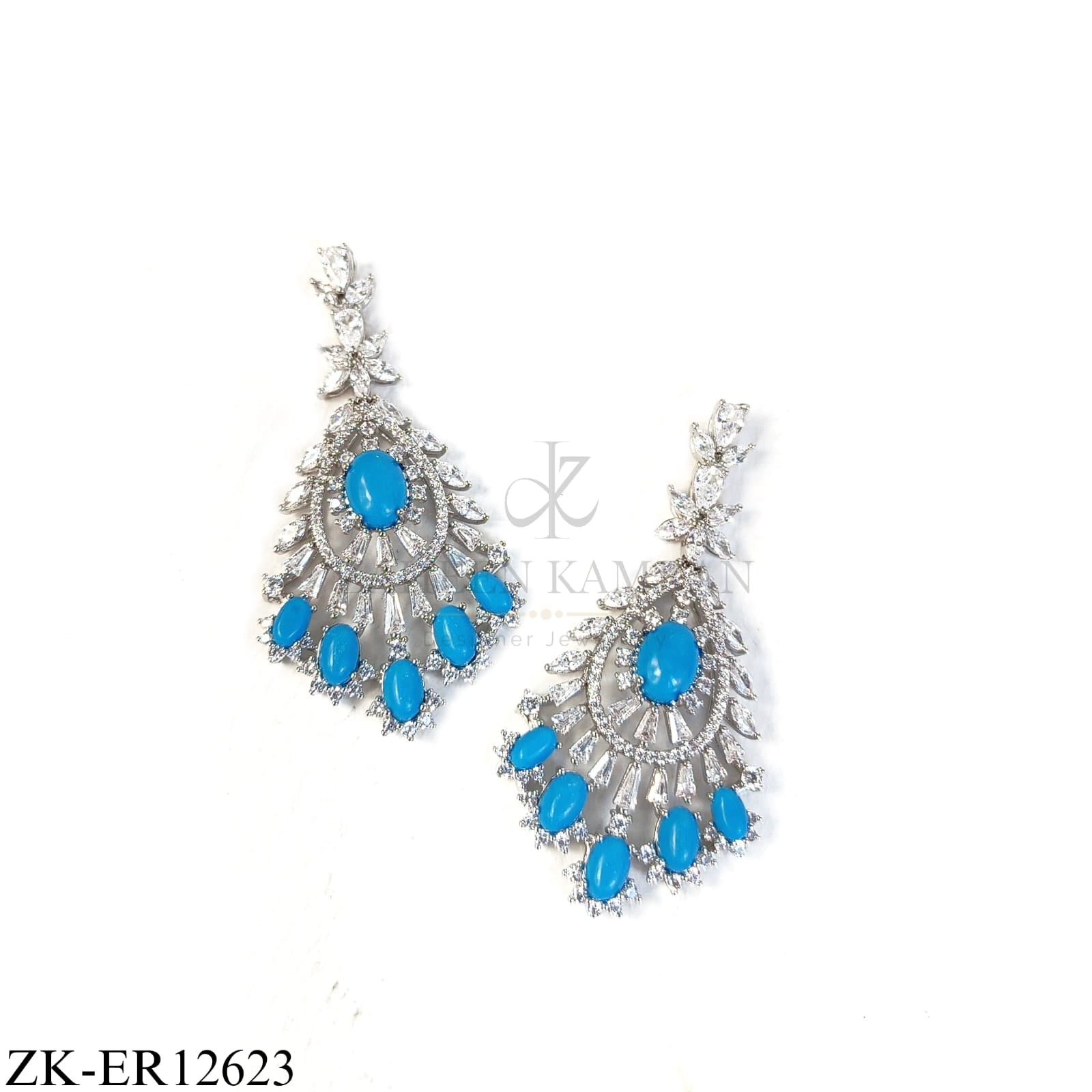 TURQUOISE SILVER CHARM EARRINGS