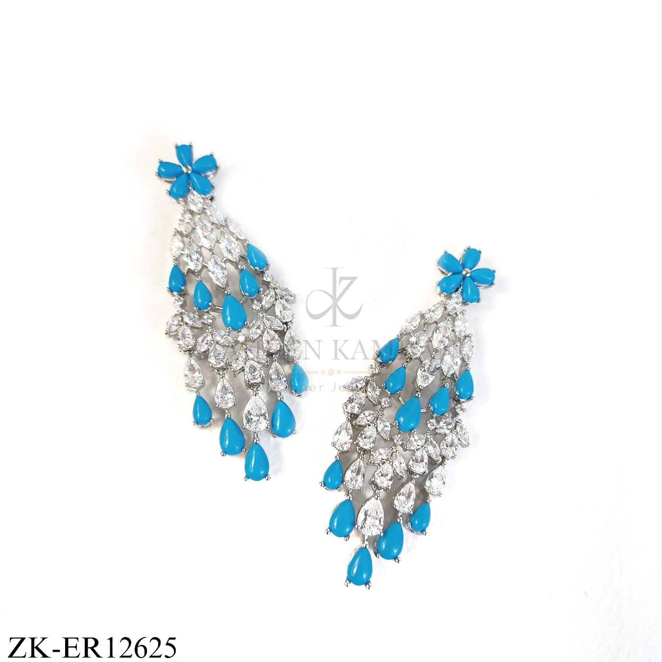 TURQUOISE SILVER CHARM EARRINGS