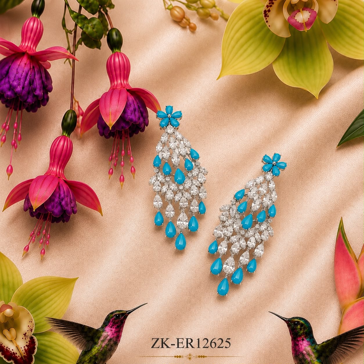 Turquoise Floral Earrings
